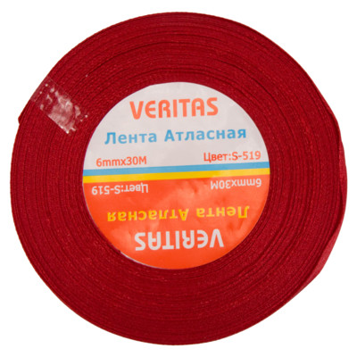 Лента атласная Veritas шир 6мм цв S-519 красный темный (уп 30м)3