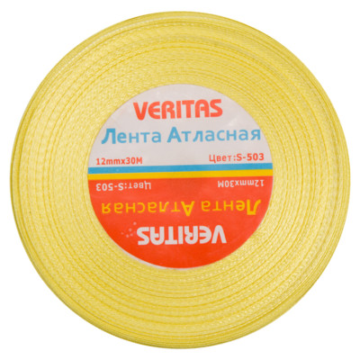 Лента атласная Veritas шир 12мм цв S-503 желтый светлый (уп 30м) (1)