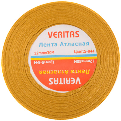 Лента атласная Veritas шир 12мм цв S-844 желтый темный (уп 30м)1